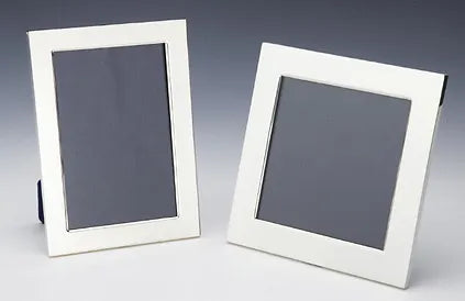 5" x 5" (ID) Square Pewter Frame w/Hinged Backing & Blue Velvet Back & Easel