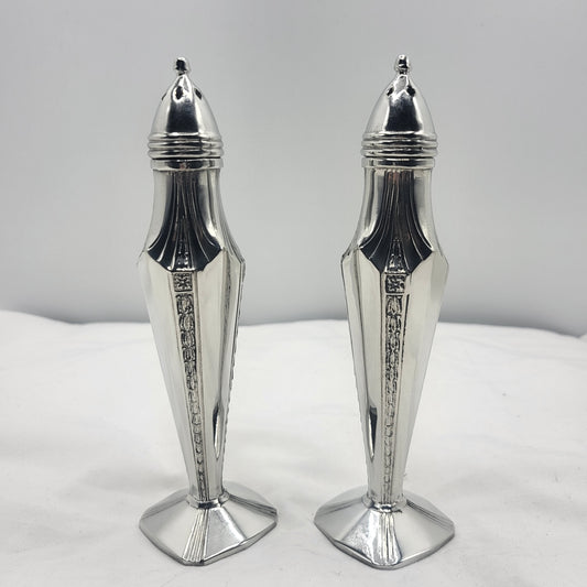 Pewter 6" Height Art Deco Salt & Pepper Shakers