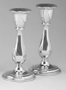 Pewter 7" Height Hexagon Design Candleholders (Pair)