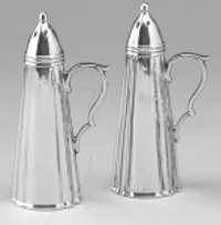 Pewter 4 1/2" Height Fluted Salt & Pepper Shakers w/Handle