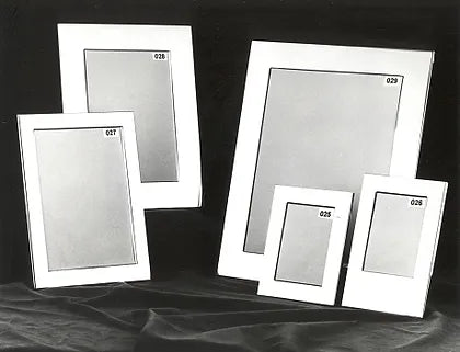 3" x 4" (ID) Sterling Wide Offset Border Frame w/Hinged Backing & Blue Velvet Back & Easel