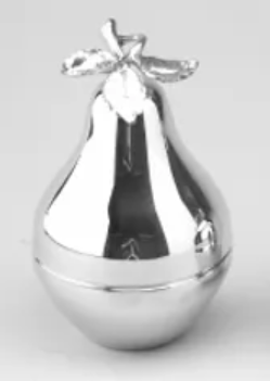 Sterling Pear Candy Holder w/ Leaves