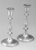 Pewter 7" Height Spool-Style Candleholders (Pair)