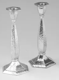 Pewter 9" Height Hand-Hammered Candleholders (Pair)