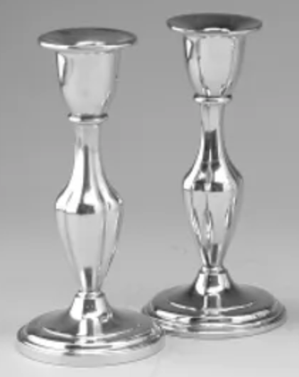 Pewter 7 3/4" Height Flute Design Candleholders (Pair)