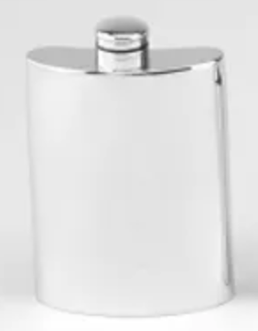 Sterling 6" Height 9 Oz. Flask w/Beaded Top
