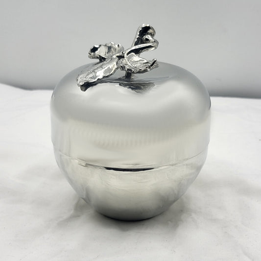 Pewter Apple Candy Holder w/ Leaves