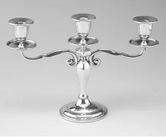 Pewter 9" Height 3-Light Hexagon Style Candelabra (Pair)